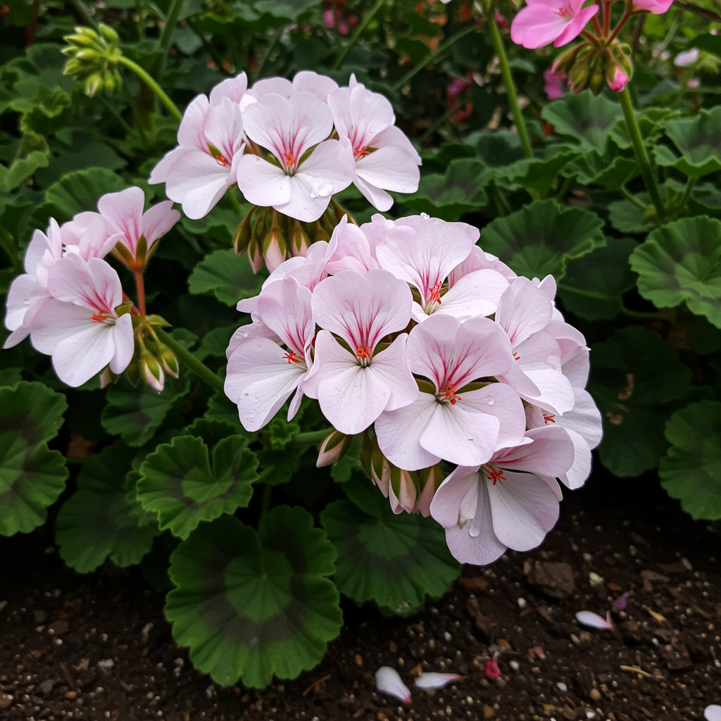 Pelargoniumsamen zum Pflanzen: Leuchtend weiße und rosa Blüten