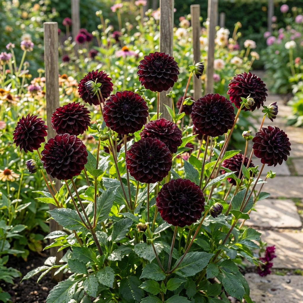 Graines de fleurs de dahlia noir à pompon (Dahlia pinnata) | Fleurs décoratives de jardin