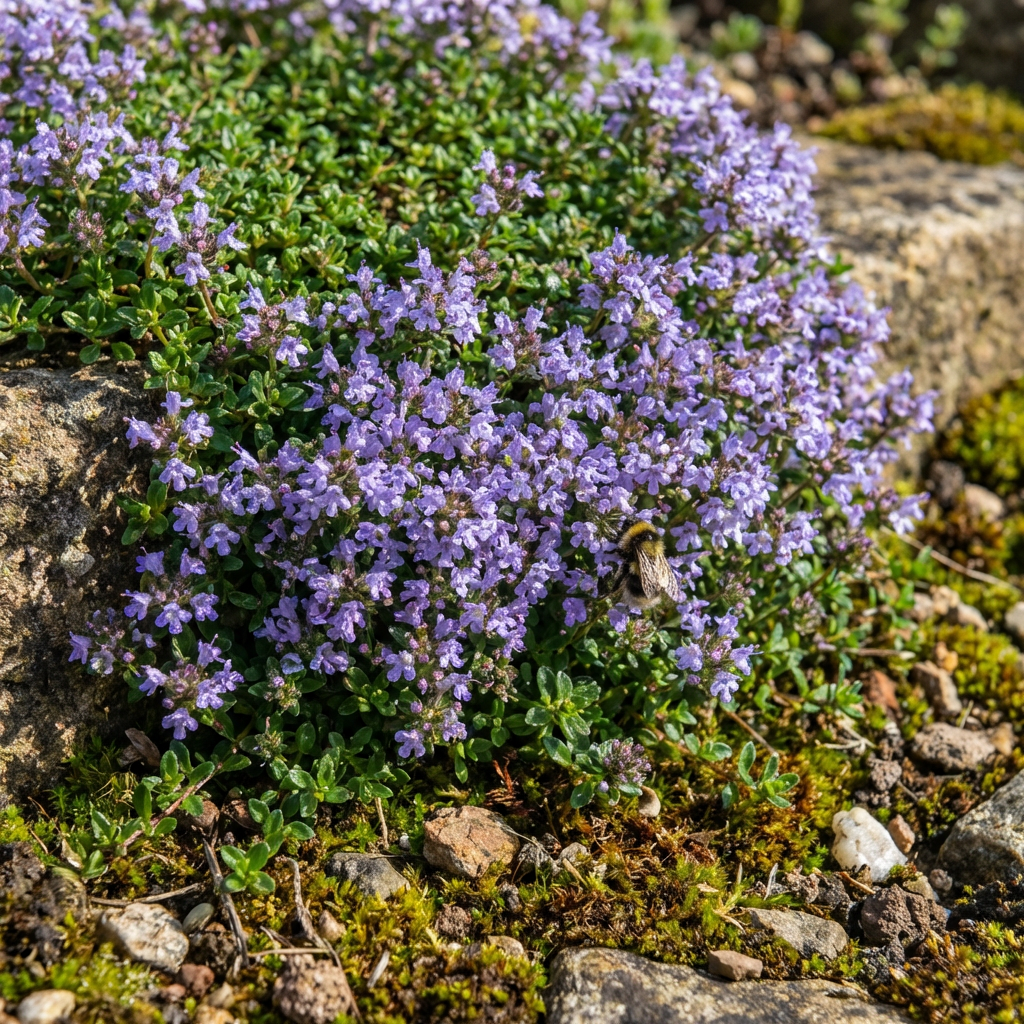 Graines de fleurs de thym rampant bleu pour plantation – Graines patrimoniales non-OGM à haute germination pour couverture de sol de jardin biologique
