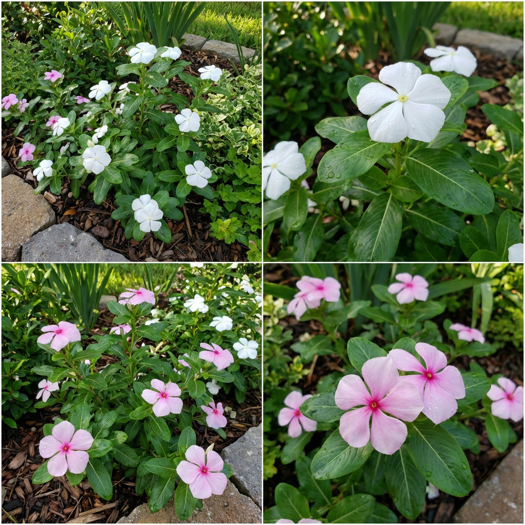 White Pink Periwinkle Flower Seeds for Planting Create a Beautiful Garden Display with Lovely Blossoms