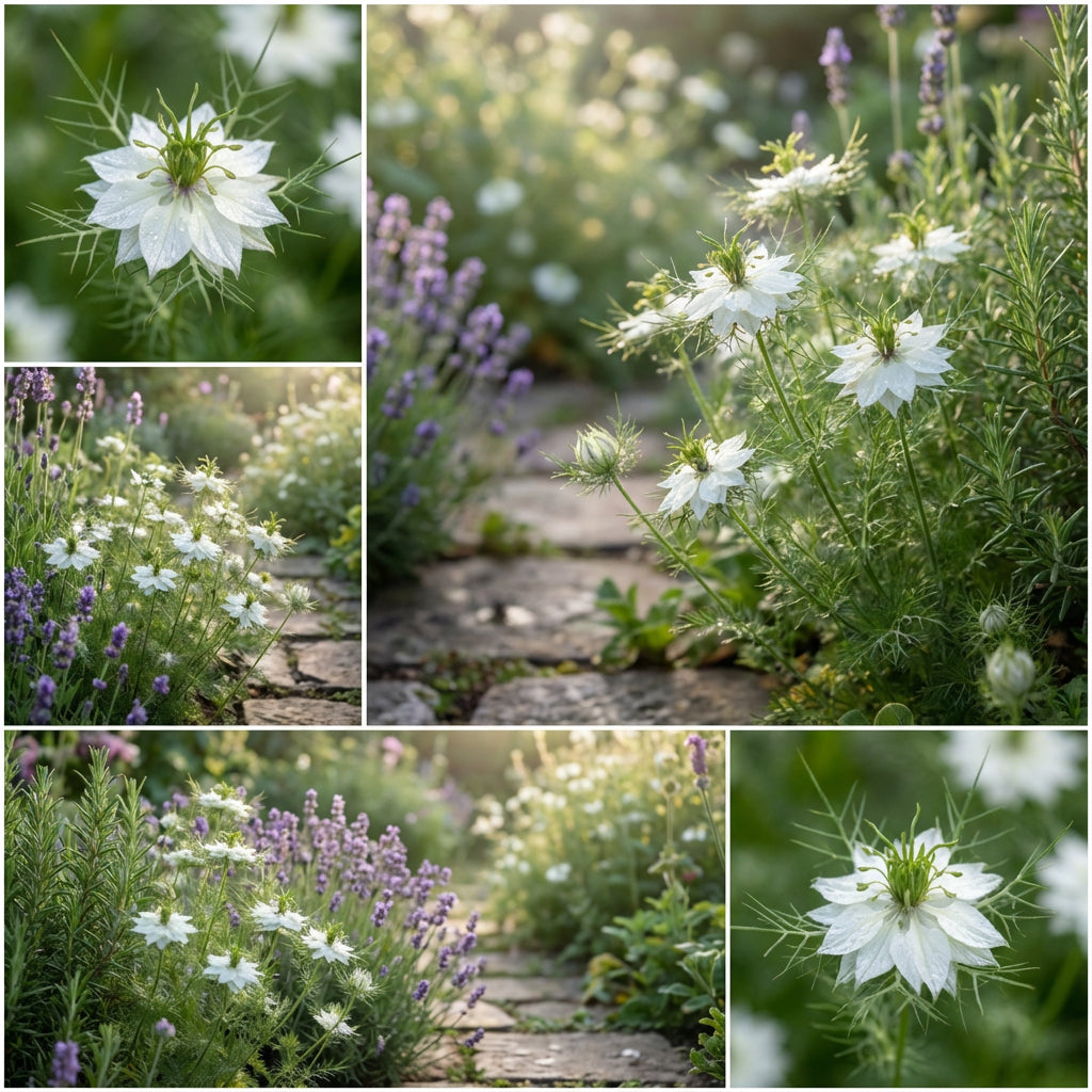 White Nigella African Flower Planting for Beautiful Gardens Seeds for Graceful and Charming Blooms