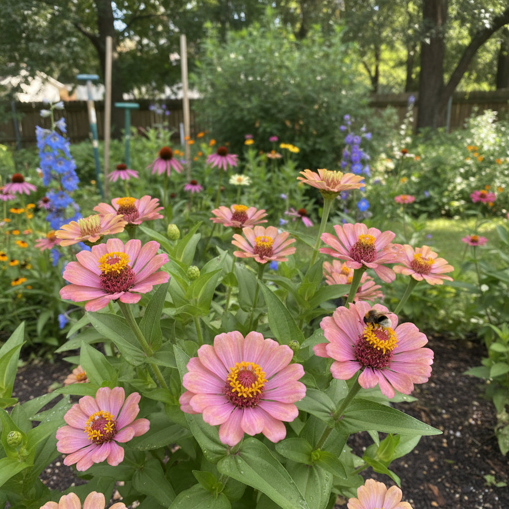 Zinnia Planting Flower Seeds for Joy - Pink and Yellow Blooms