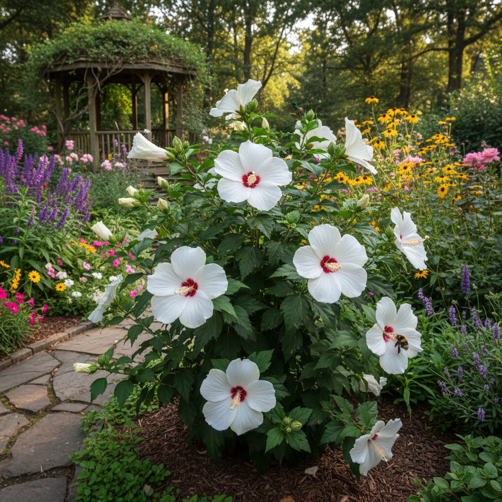 Plantando semillas de hibisco blanco para exhibiciones vibrantes en el jardín