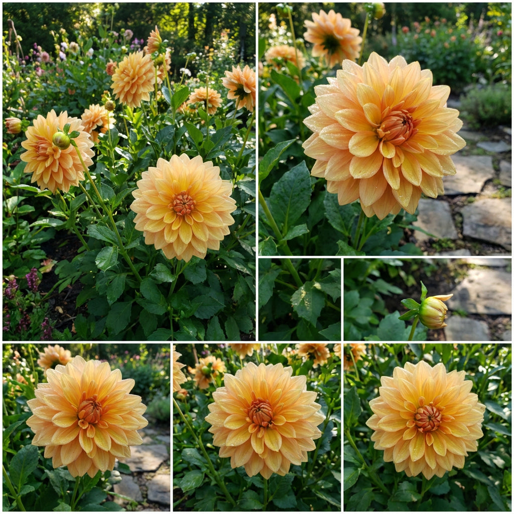 鮮やかな魅力を加えるダリアの花の種（黄色とオレンジ）- 色とりどりで
