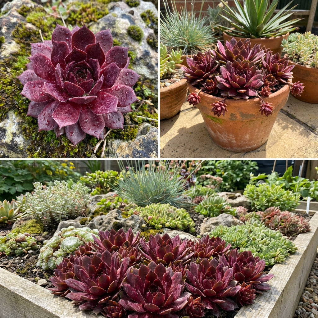 Maroon Jovibarba Seeds for Planting - Vibrant Perennial Ground Cover