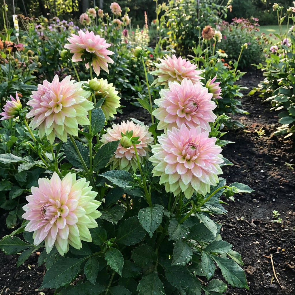 Graines de fleurs de dahlia vertes et roses pour plantation