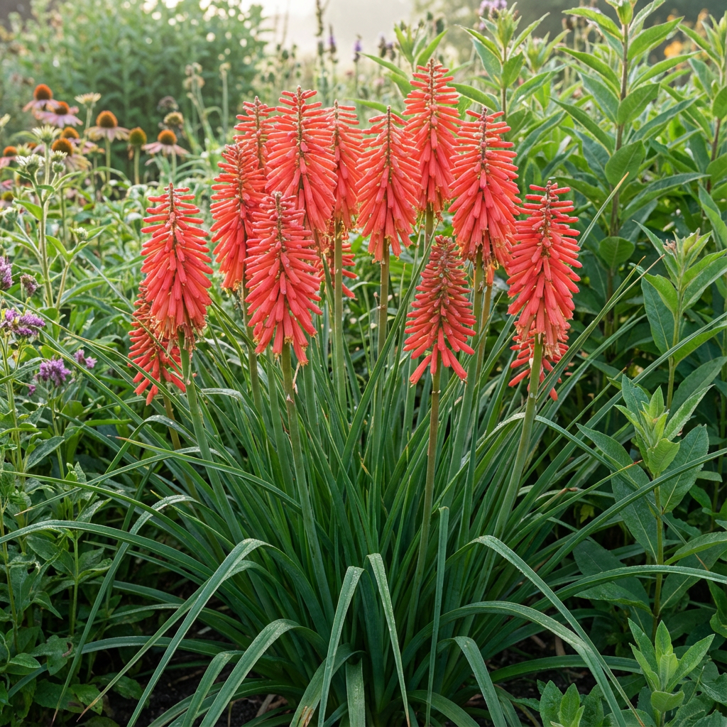 Rote Kniphofia-Blumensamen für kräftige Bepflanzung, lebendige mehrjährige Samen