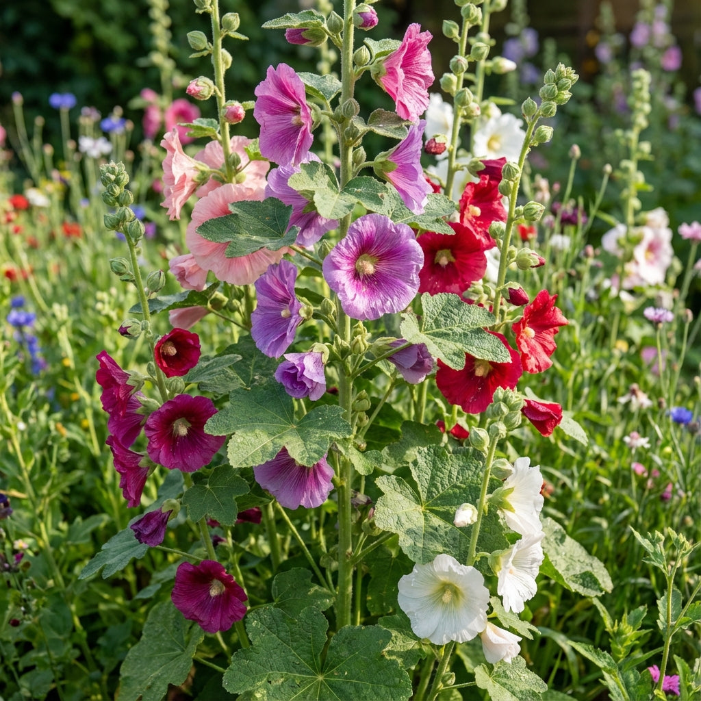 Mixed Hollyhock Flower Seeds for Planting - Colorful Biennial Blooms for Your Garden