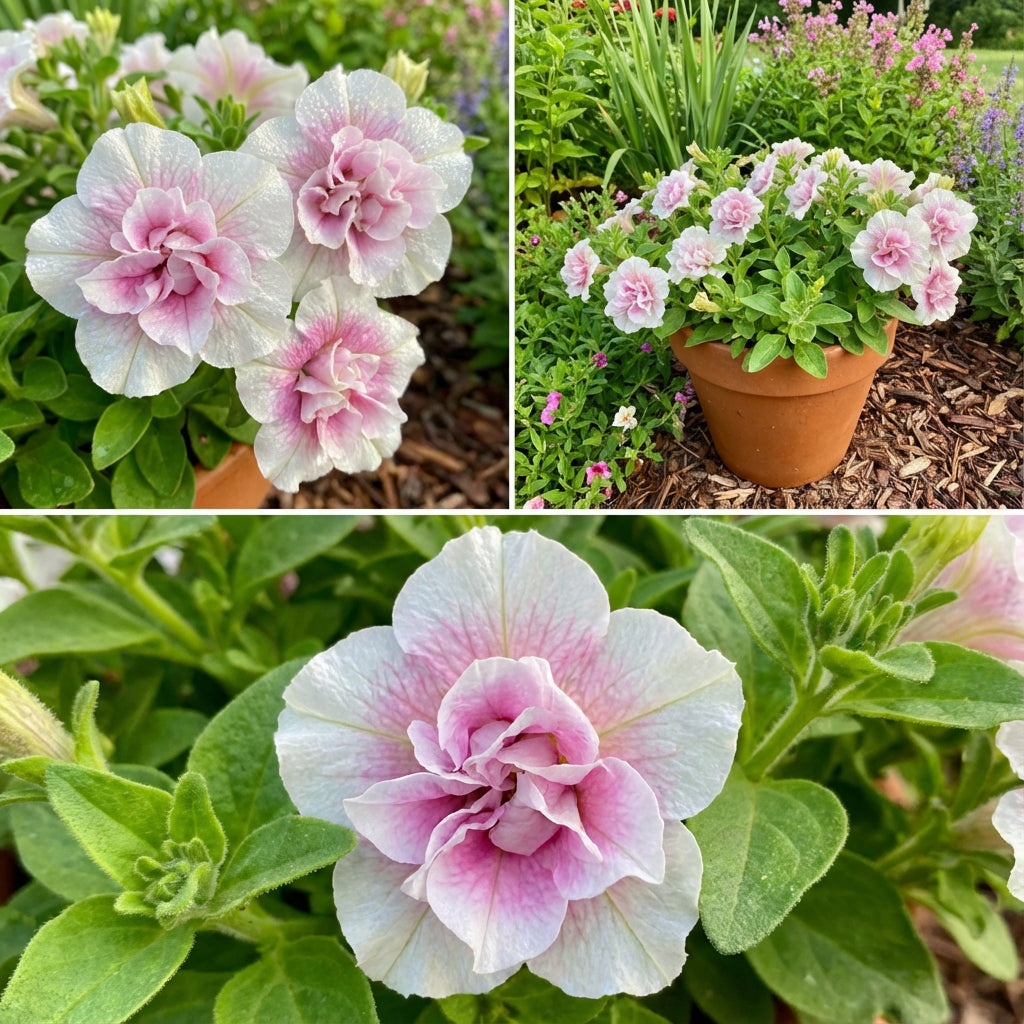 White Pink Double Petunia Flower Seeds for Planting Seed for Lush Blooms, Ideal for Garden Beautification