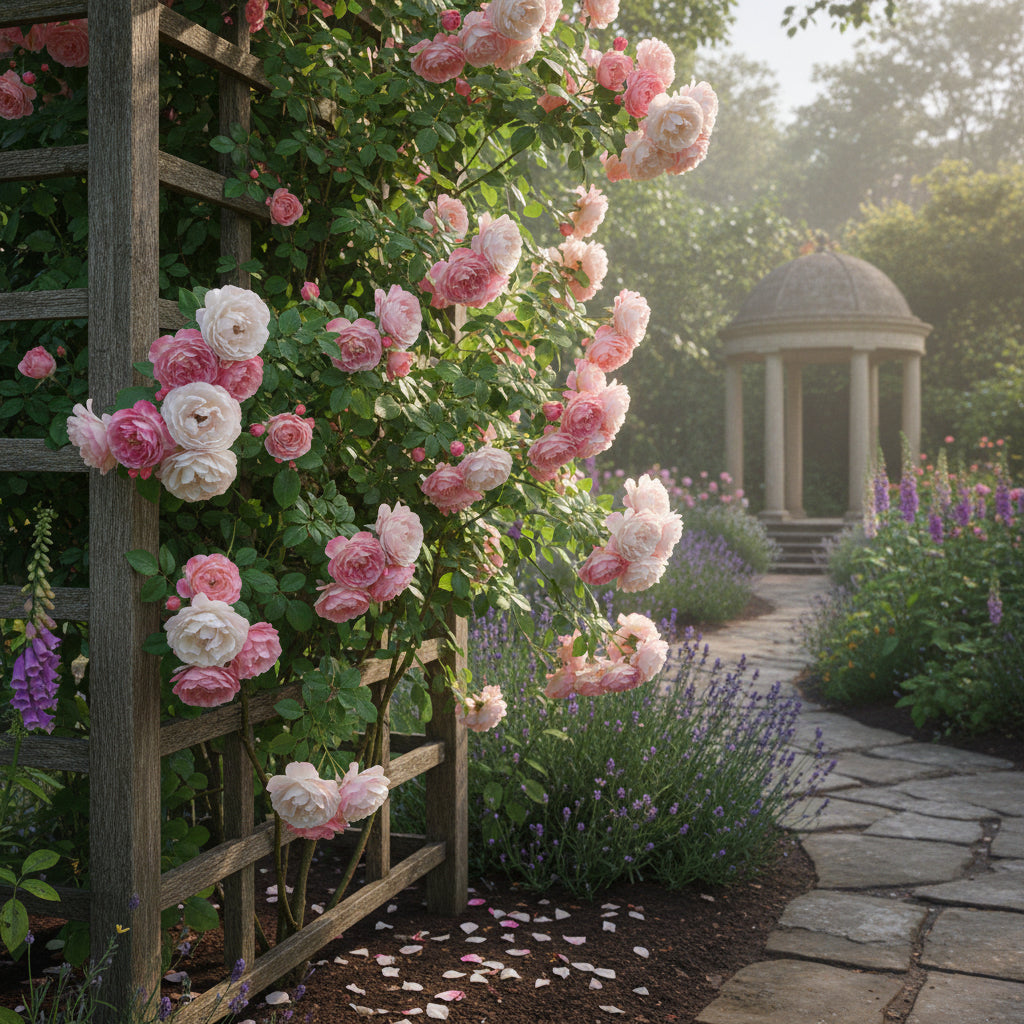 Graines de rosier grimpant rose et blanc pour plantation