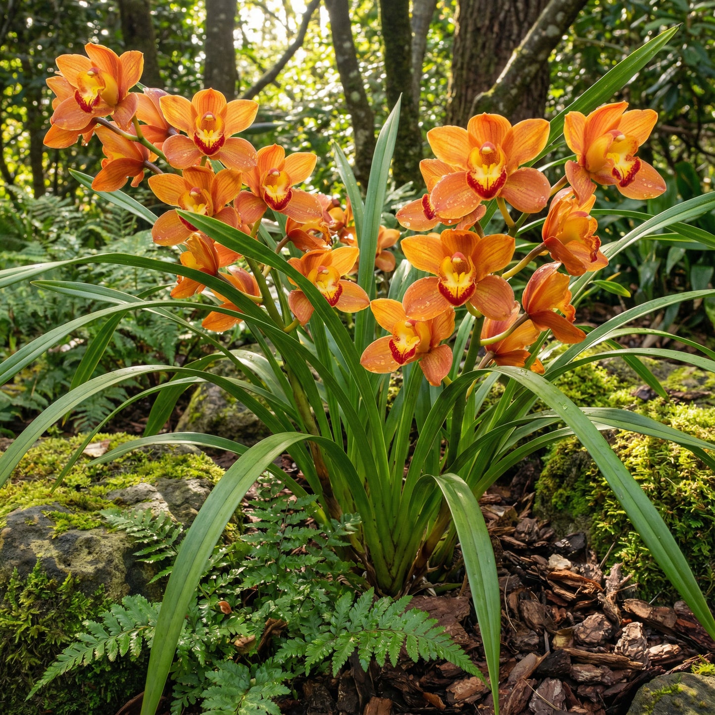 Orange Cymbidium Orchid Seeds - Elegant Blooms for Planting