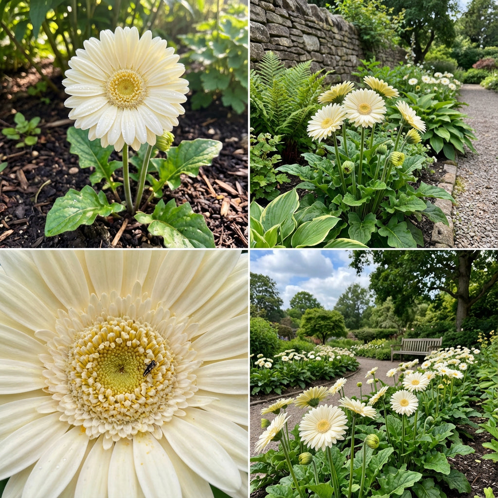 White Gerbera Vanilla Seeds for Planting Ideal for Stunning Floral Displays and Fresh Garden Beautification