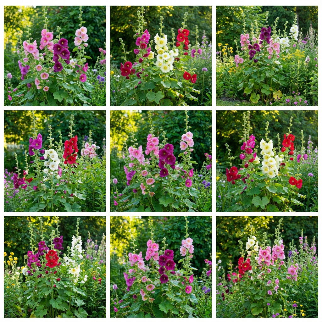 Hollyhock Mix Seeds for Planting Vibrant Flower Garden Blooms