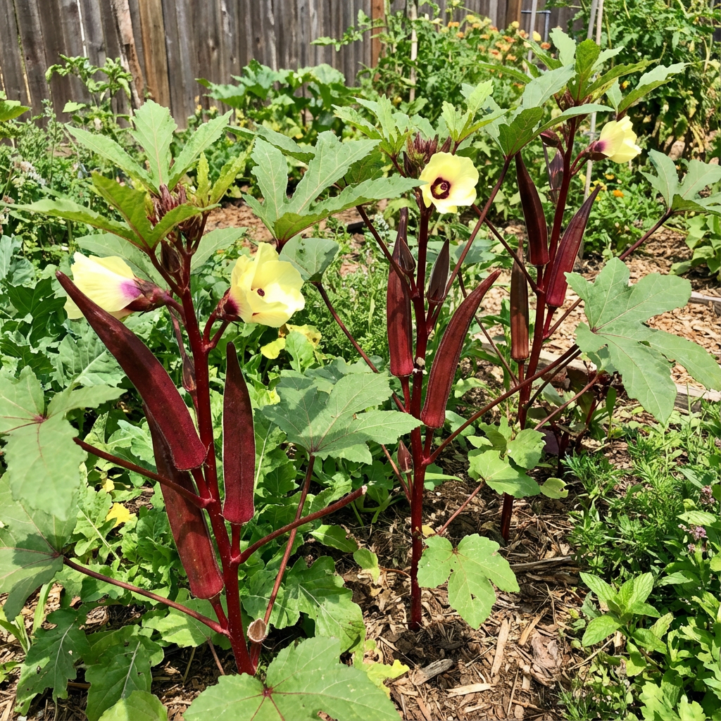 Maroon Red Okra Seeds for Easy Planting