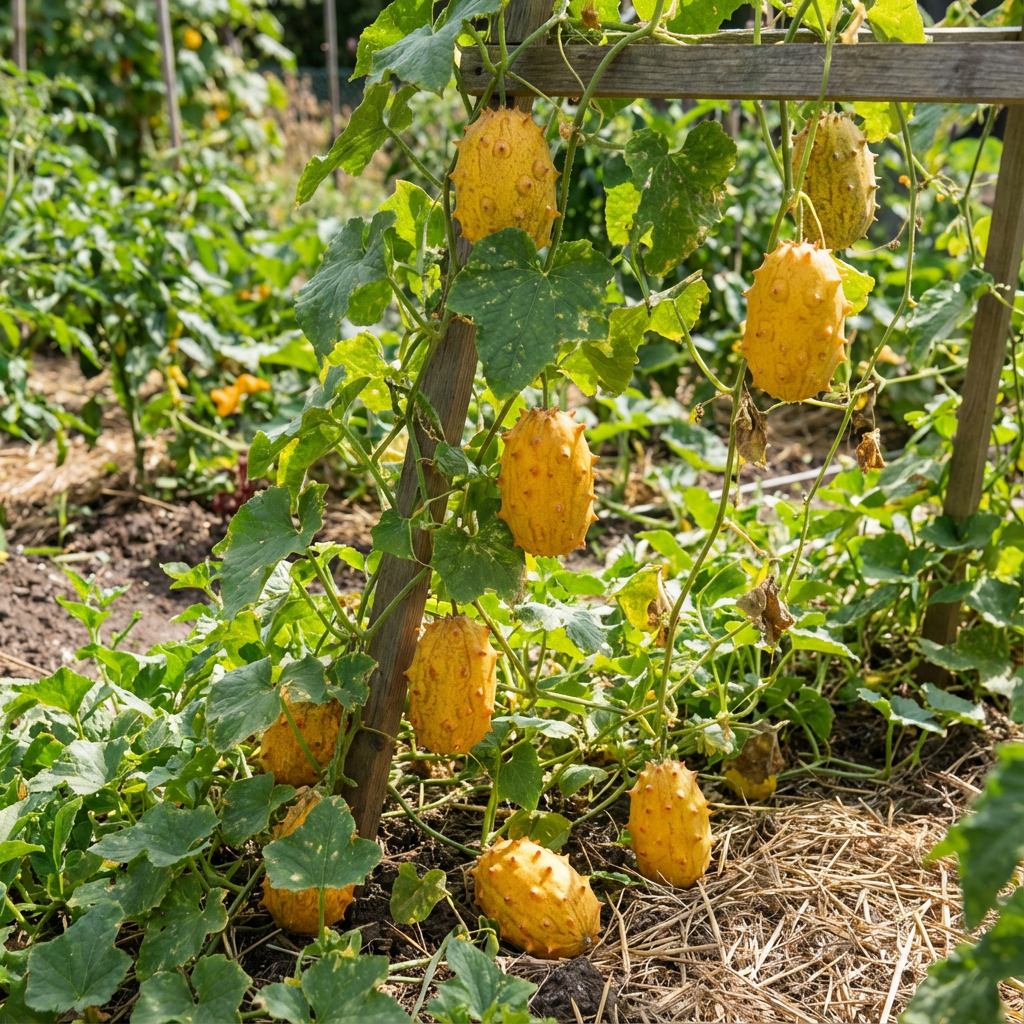 Yellow Cucumis Metuliferus Vegetable Seeds Planting