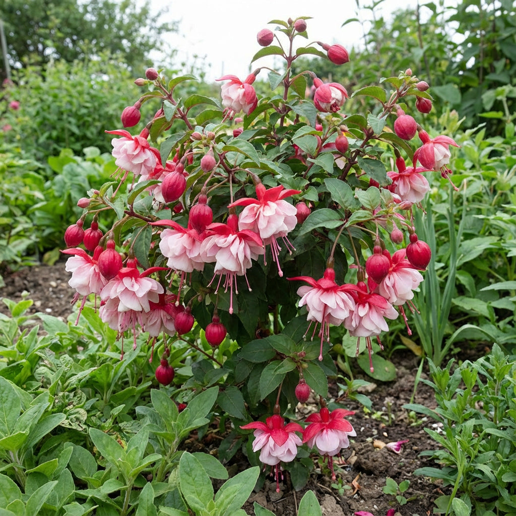 Double Petals Fuchsia Seeds - Light Pink Red Blooms for Planting