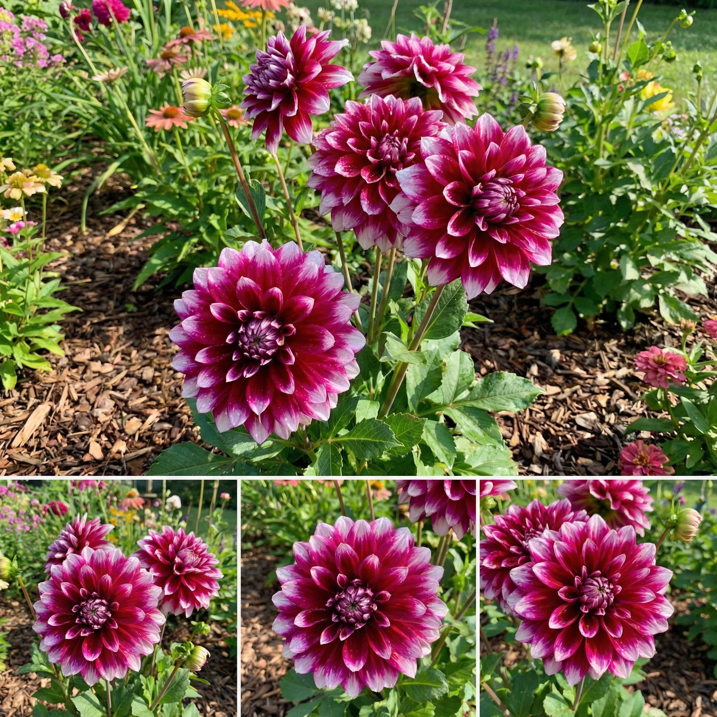 Graines de fleurs de dahlia bicolore rose foncé pour plantation de jardin éclatante
