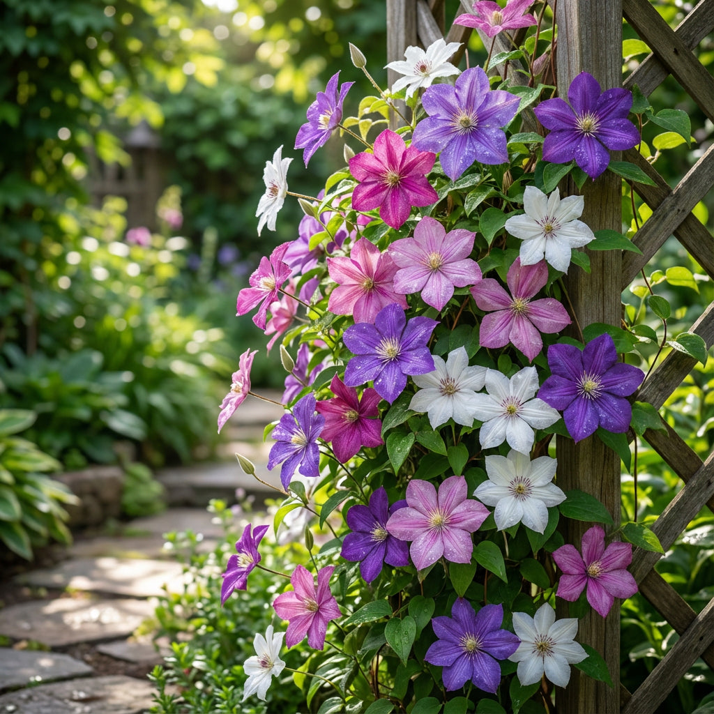 混合クレマチスの花の種を購入して植えましょう - あなたの庭の垂直美