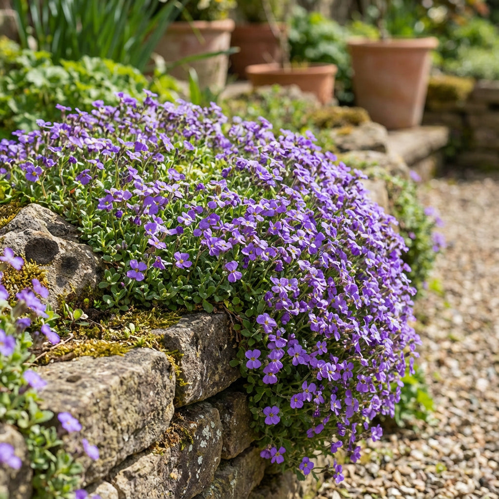 Graines de fleurs vivaces d'aubriète pour plantation - Favori du jardin, graines patrimoniales et sans OGM pour jardin domestique