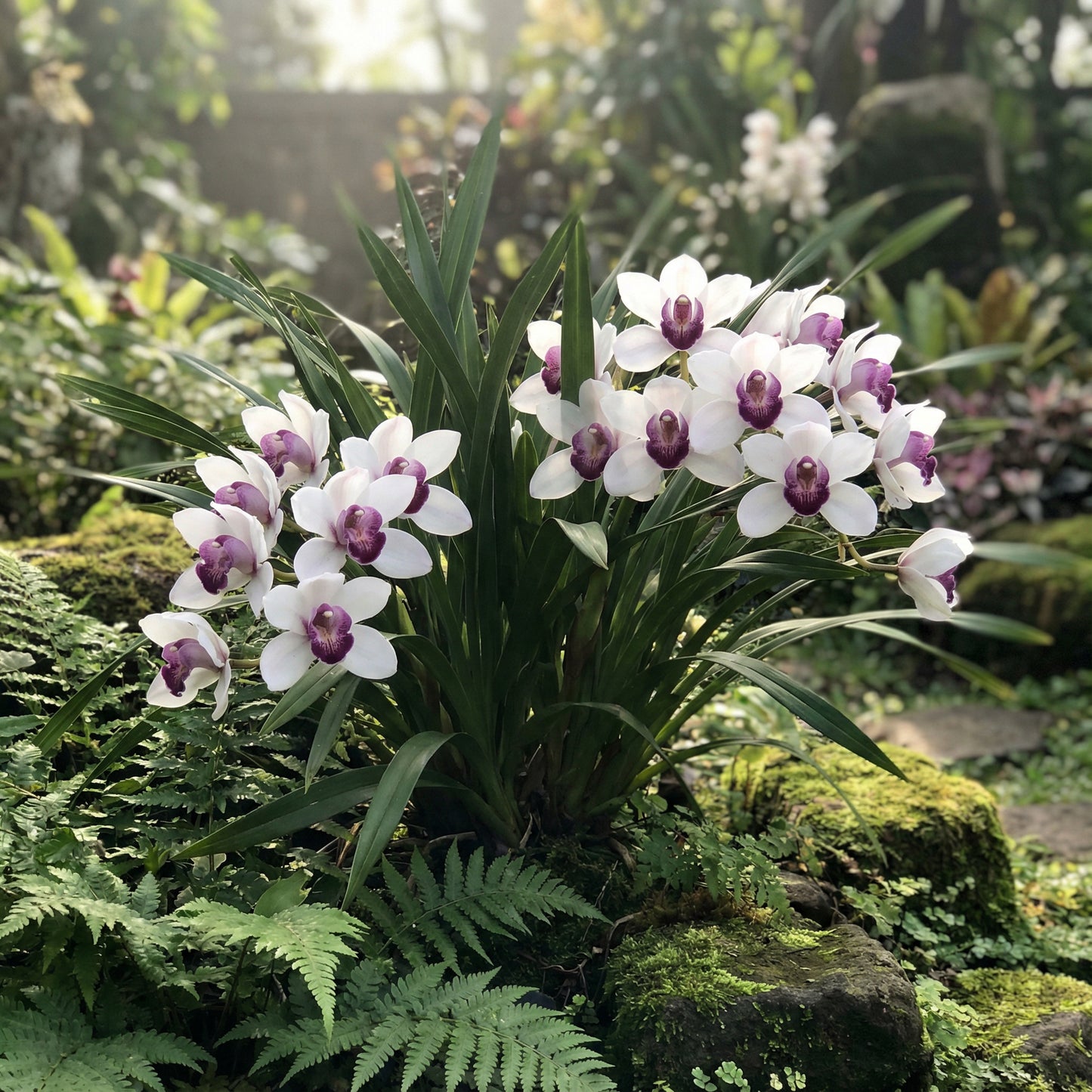 White Violet Cymbidium Flower Planting - Seeds for Thriving Blossoms in Your Garden