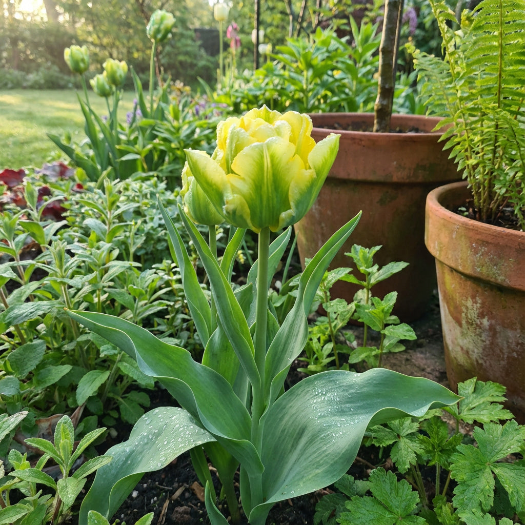 Grüne und gelbe Tulpenblumensamen zum Pflanzen