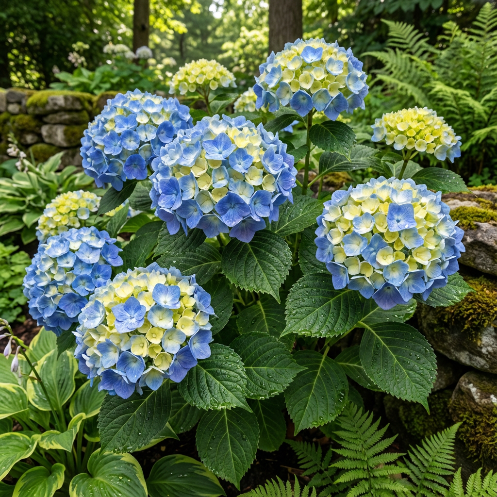 Semillas de flores de hortensia azul y amarilla para una hermosa plantación