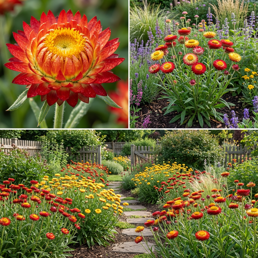 Red Yellow Strawflower Seeds Planting Dried Blooms
