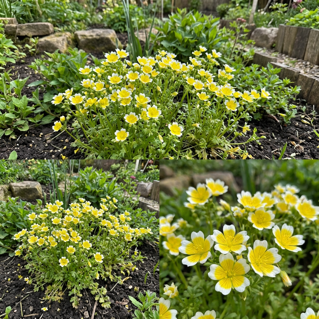 Semillas de flor amarilla y blanca de Limnanthes Douglasii para siembra fácil