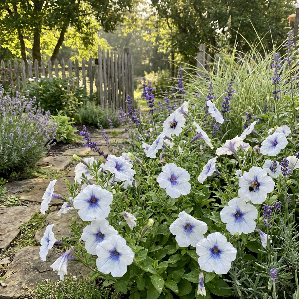 White Blue Star Petunia Flower Seeds for Planting Seed Ideal for Adding Unique Blooms to Gardens and Outdoor Spaces