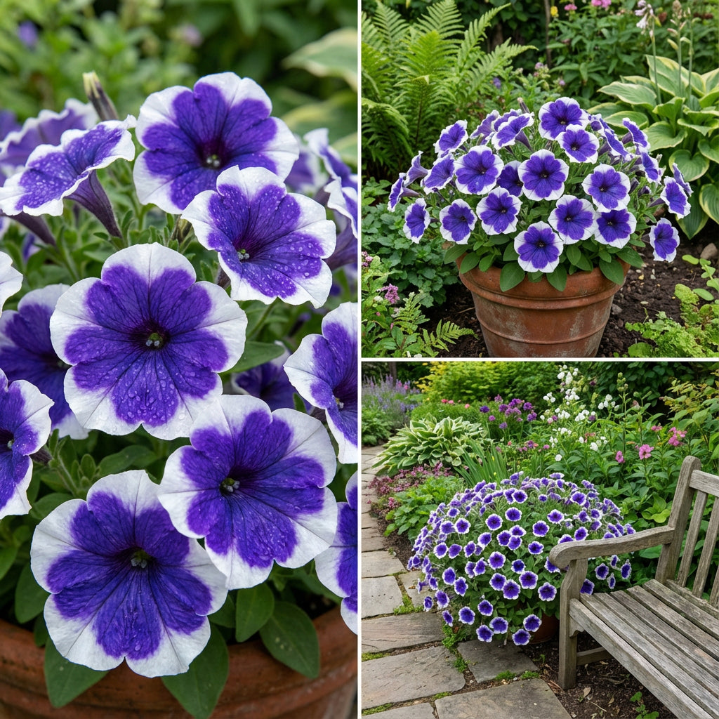 Blue White Petunia Flower Planting Seeds