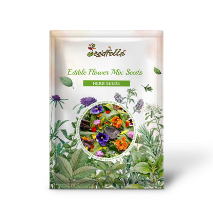 Edible Flower Mix Seeds - 16 Varieties: Marigold, Daisy, Viola, Safflower, Alyssum, Hyssop, Hollyhock, Cornflower, Sweet William, Nasturtium, Basil & More