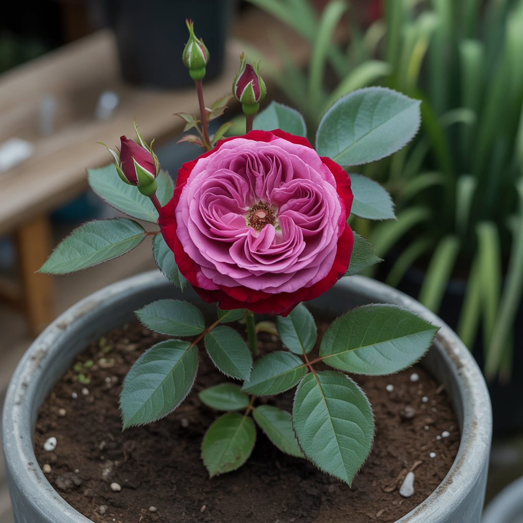 Samen für das Pflanzen von dunkelroten Rosenblumen