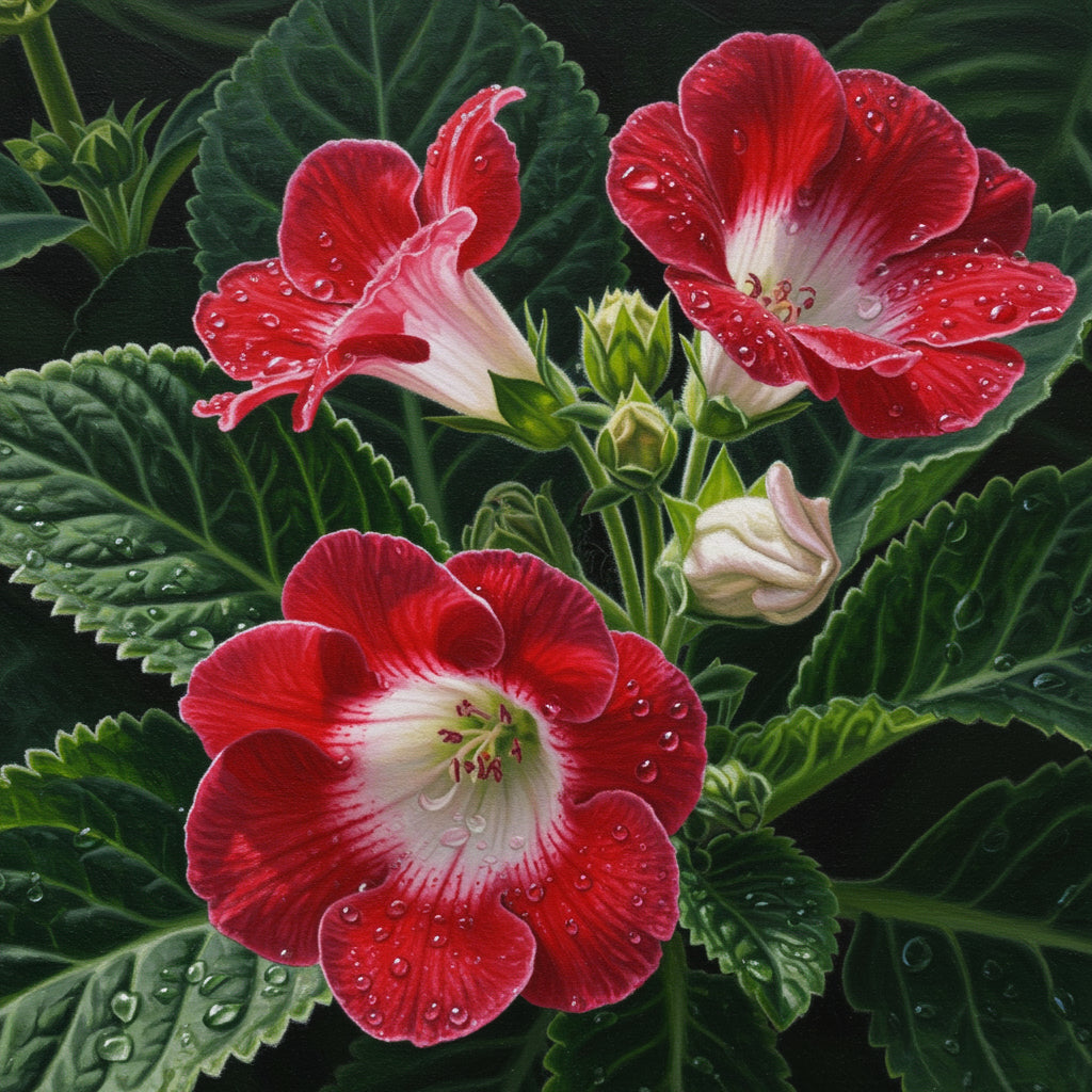 Red and White Gloxinia Flower Seeds for Planting