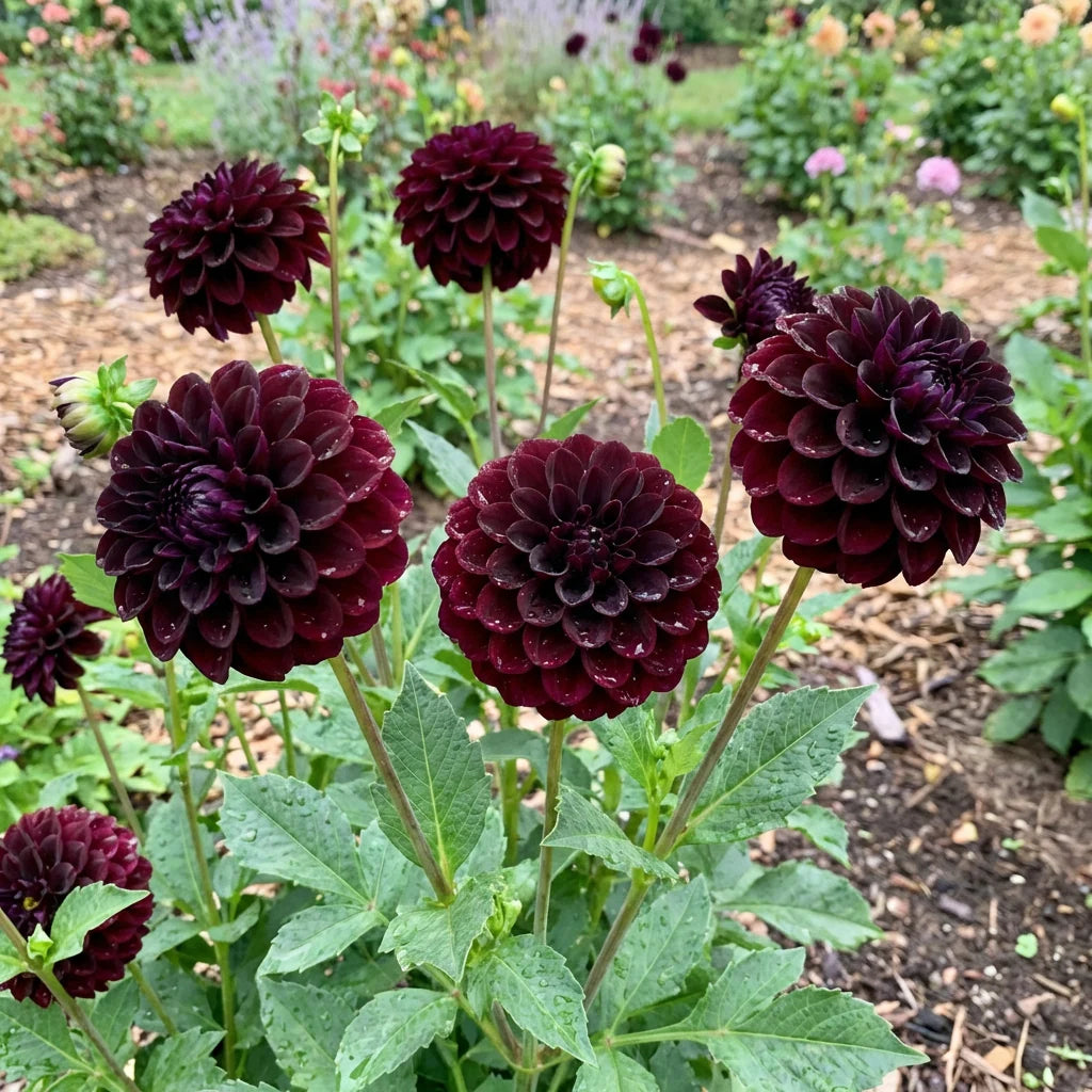 Schwarze Pompon-Dahlien-Blumensamen zum Pflanzen – Schattenverträgliche, traditionelle und gentechnikfreie Samen für den Hausgarten