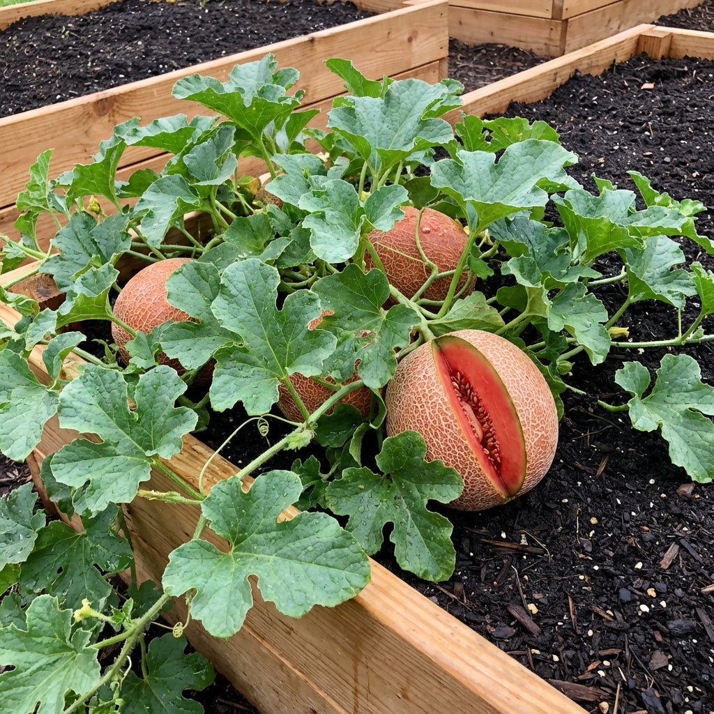 Red Cantaloupe Melon Fruit Seeds for Planting – Heirloom Garden Variety