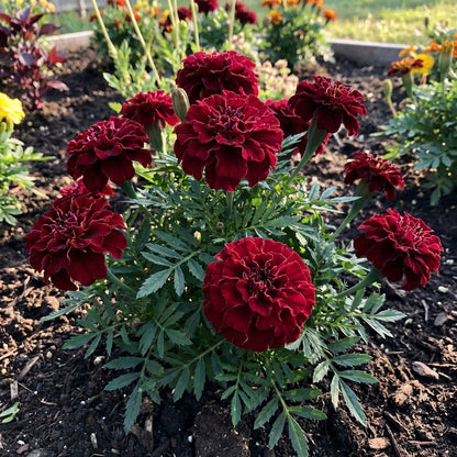 red flower with black seeds Dark Red Marigold ( Tagetes erecta ) Flower Seeds for Planting – Pure Asia Seeds