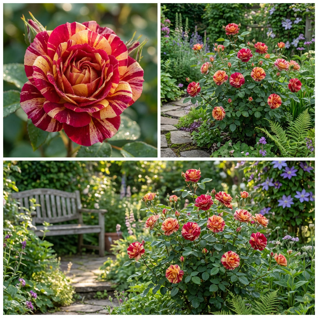 Red and Yellow Striped Rose Plant Seeds for Planting