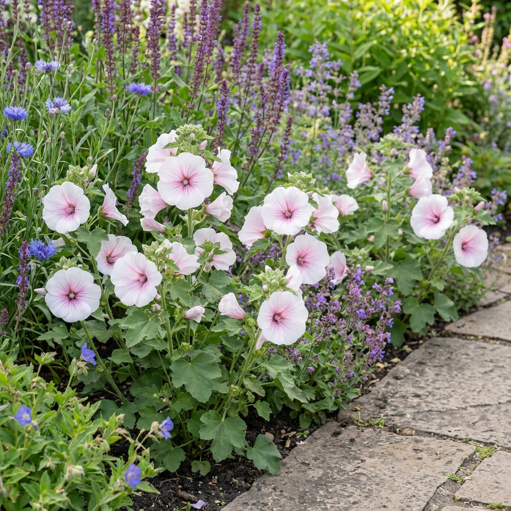 White Pink Lavatera Flower Seeds for Planting  Seed for Lush Blooms, Perfect for Elegant Garden Displays