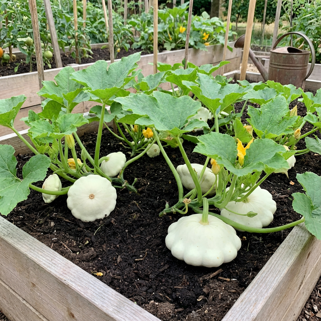 White Patisson Squash Seeds – Non-GMO Heirloom Scallop Variety