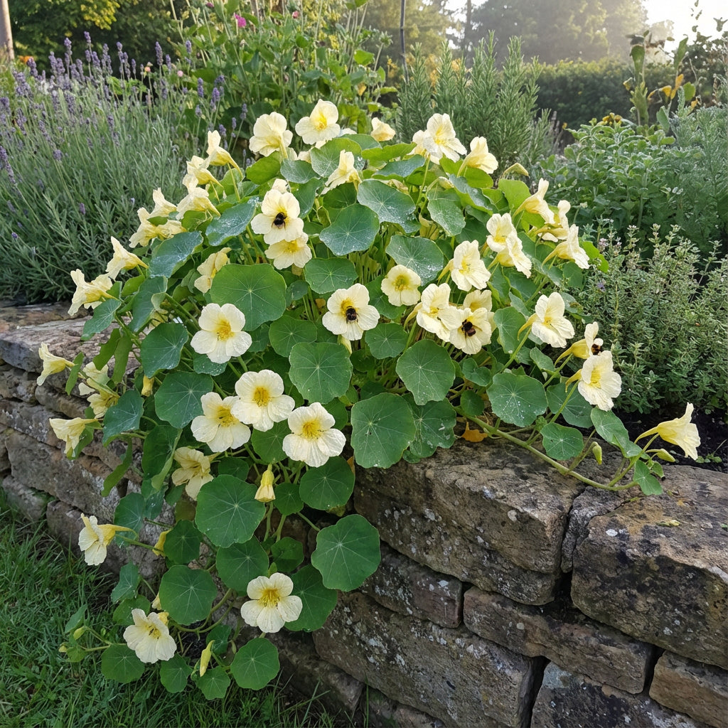 White Nasturtium Flower Seeds - Seed for Stunning Garden Aesthetics and Colorful Flower Arrangements