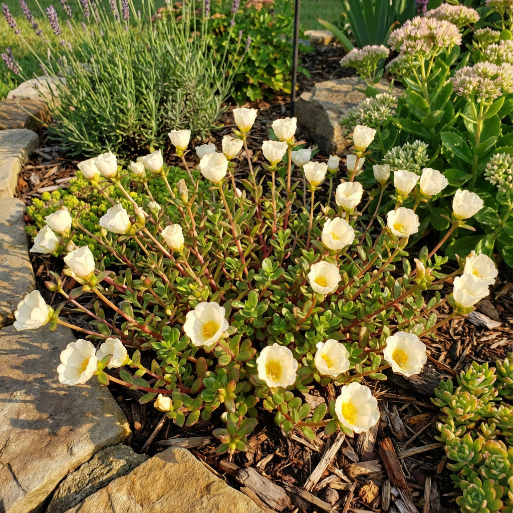 Cream Portulaca Flower Seeds for Planting