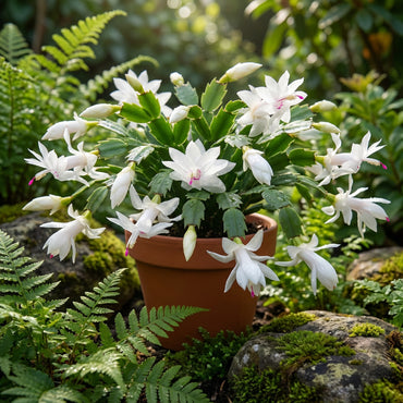 White Schlumbergera Flower Planting for Graceful Indoor Decor - Seed for Gorgeous Blossoms Throughout the Year