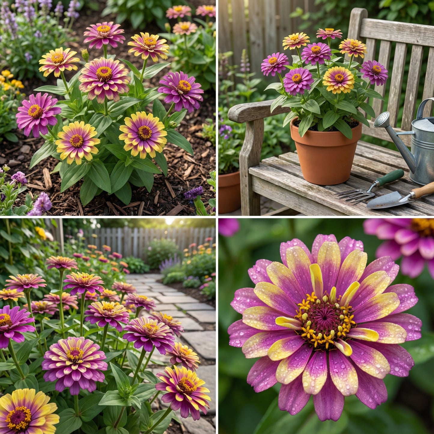 Zinnia Flower Seeds - Vibrant Purple & Yellow for Stunning Gardens