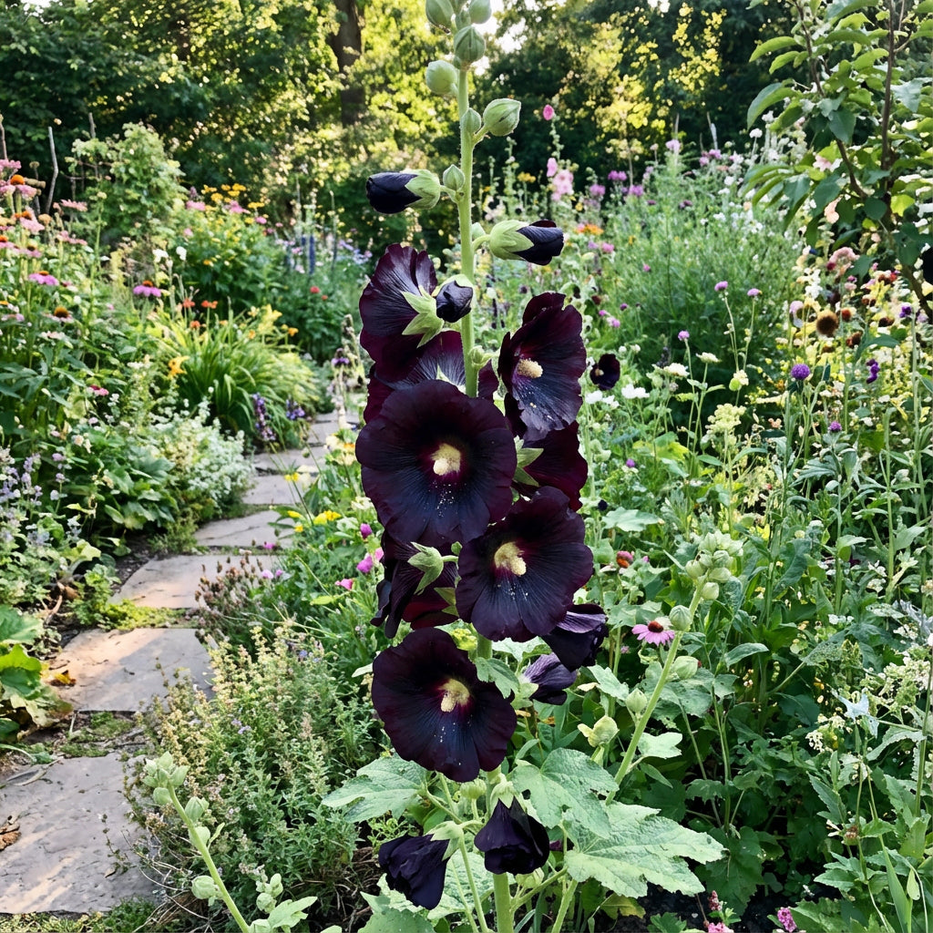 Planting Seeds for Black Hollyhock Flowers