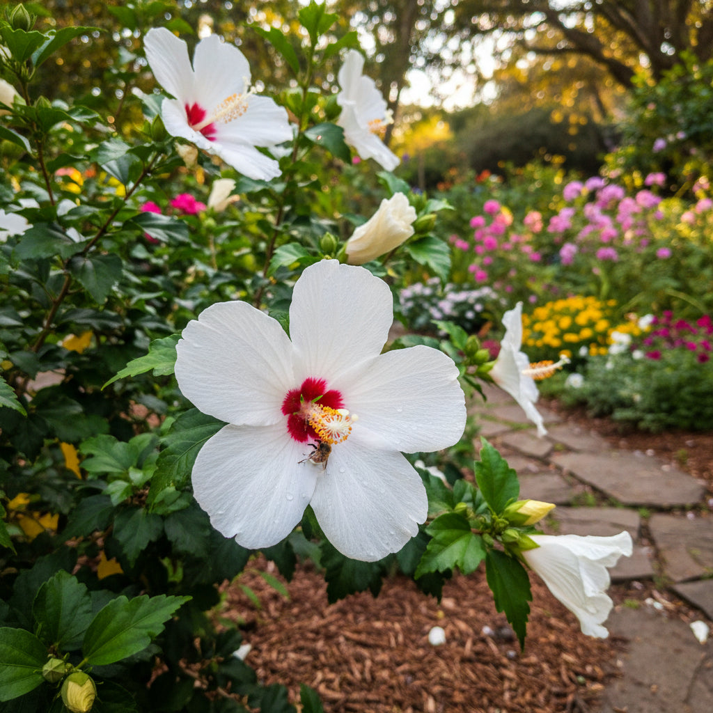 Plantando semillas de hibisco blanco para exhibiciones vibrantes en el jardín