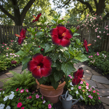 Red Black Hibiscus Seeds for Exotic Garden Flowers - Ideal for Indoor and Outdoor Planting