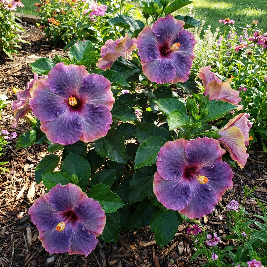 植え付け用紫色虹色ハイビスカスの種子 - 色鮮やかなハイビスカスの花で庭に異国情緒を添える