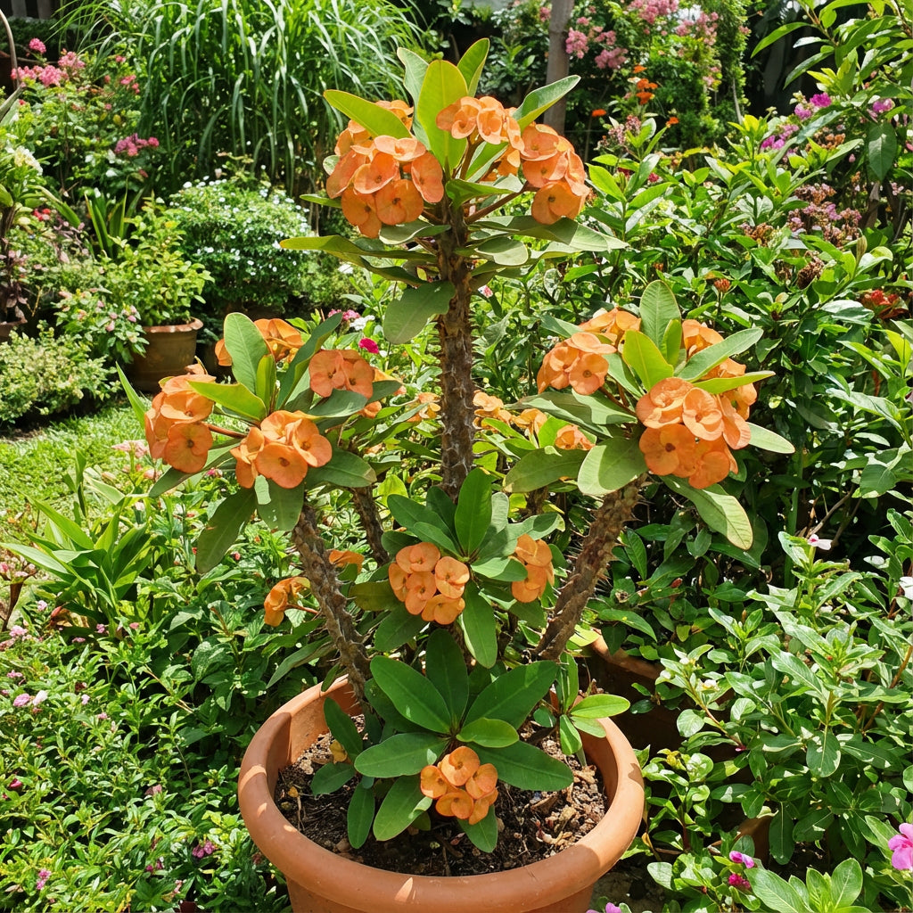 SHENOT CROWN OF THORNS Euphorbia milii Pumpkin Plant Seeds for Planting in Garden