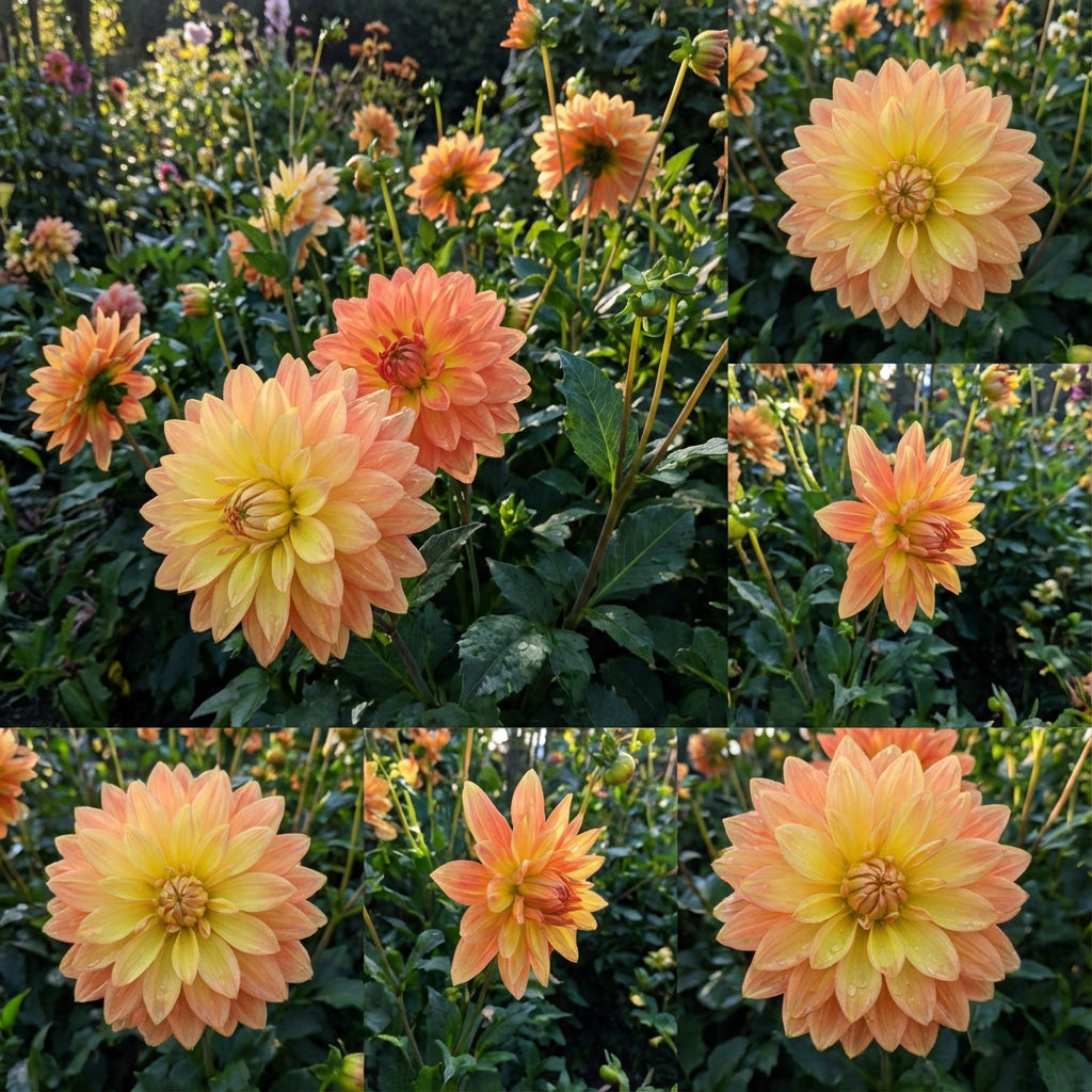 鮮やかな魅力を加えるダリアの花の種（黄色とオレンジ）- 色とりどりで