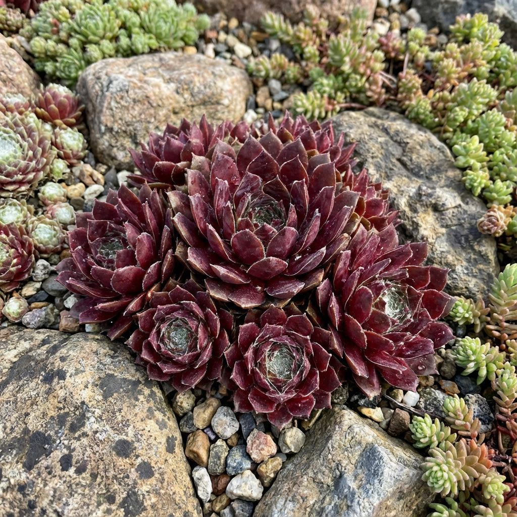 Maroon Jovibarba Seeds for Planting - Vibrant Perennial Ground Cover